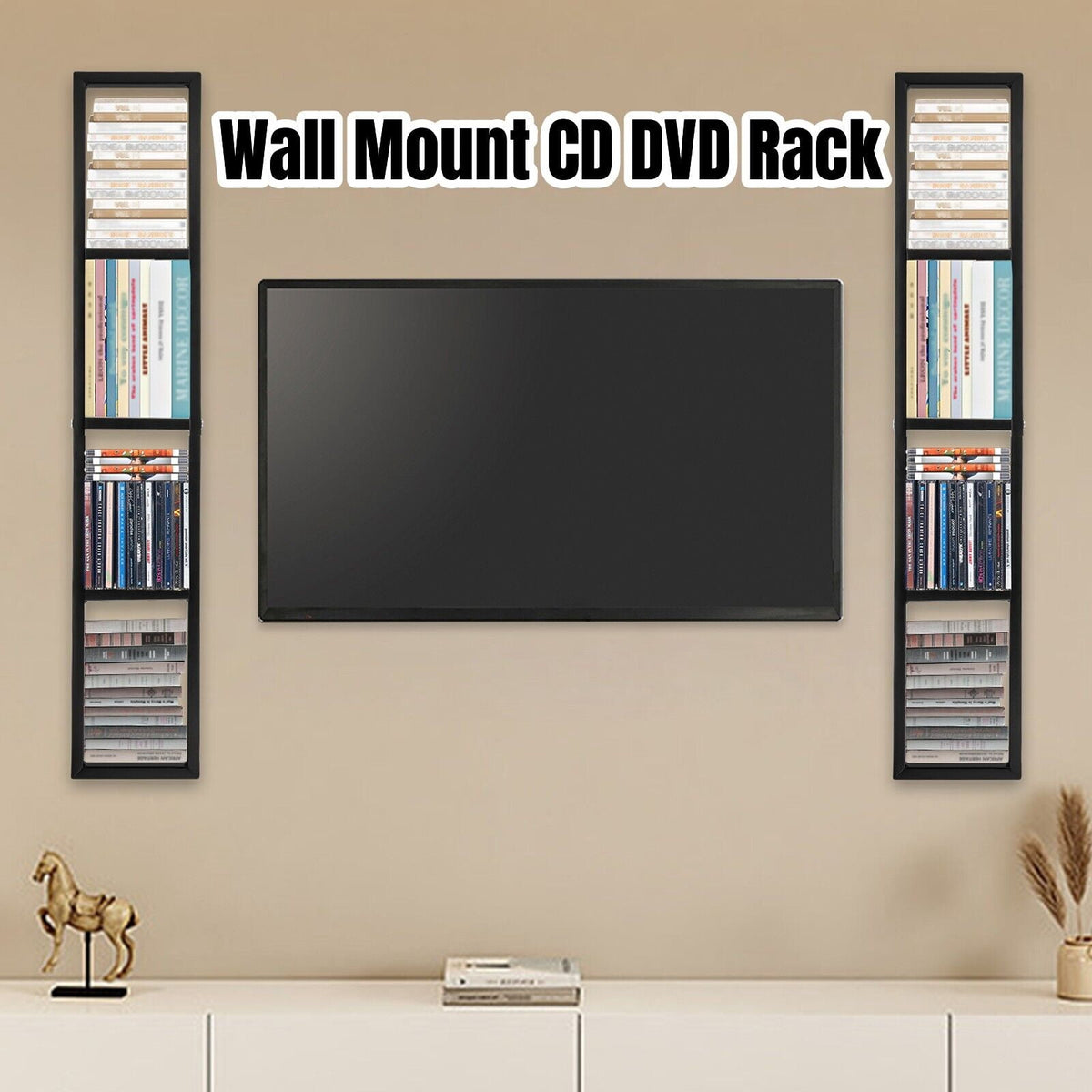 2x Home CD Rack Large Wall Mount Floating Shelf  CD DVD Rack Media Storage Organizer Shelves