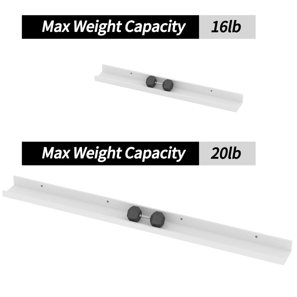 Long Floating Shelves for Wall Set of 5, 47 Inch White Wooden Picture Ledge Shelves for Bathroom, Bedroom, Kitchen, Living Room Storage and Decoration