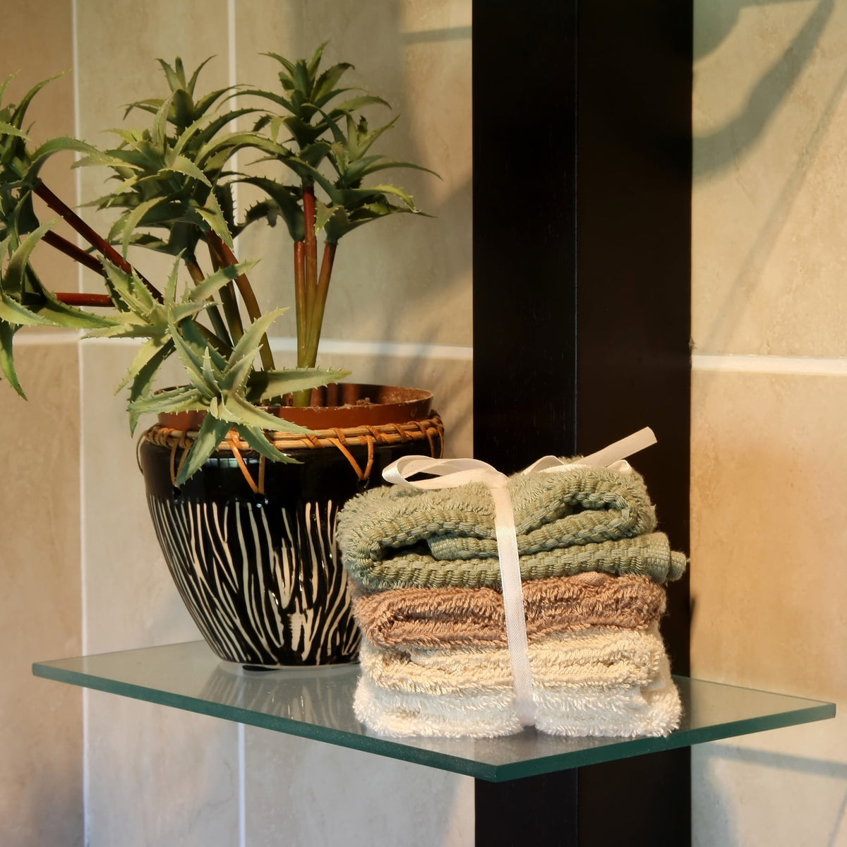 Dulles Glass 12x24 in. Floating Glass Shelf, 1/4 in. Tempered, Flat Polish, Shelf Only, Bathroom