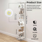Fairy 7-Tier Wall Mounted Shelf Unit, White Floating Shelves with LED Lights, Home Decor Organizer and Display Rack
