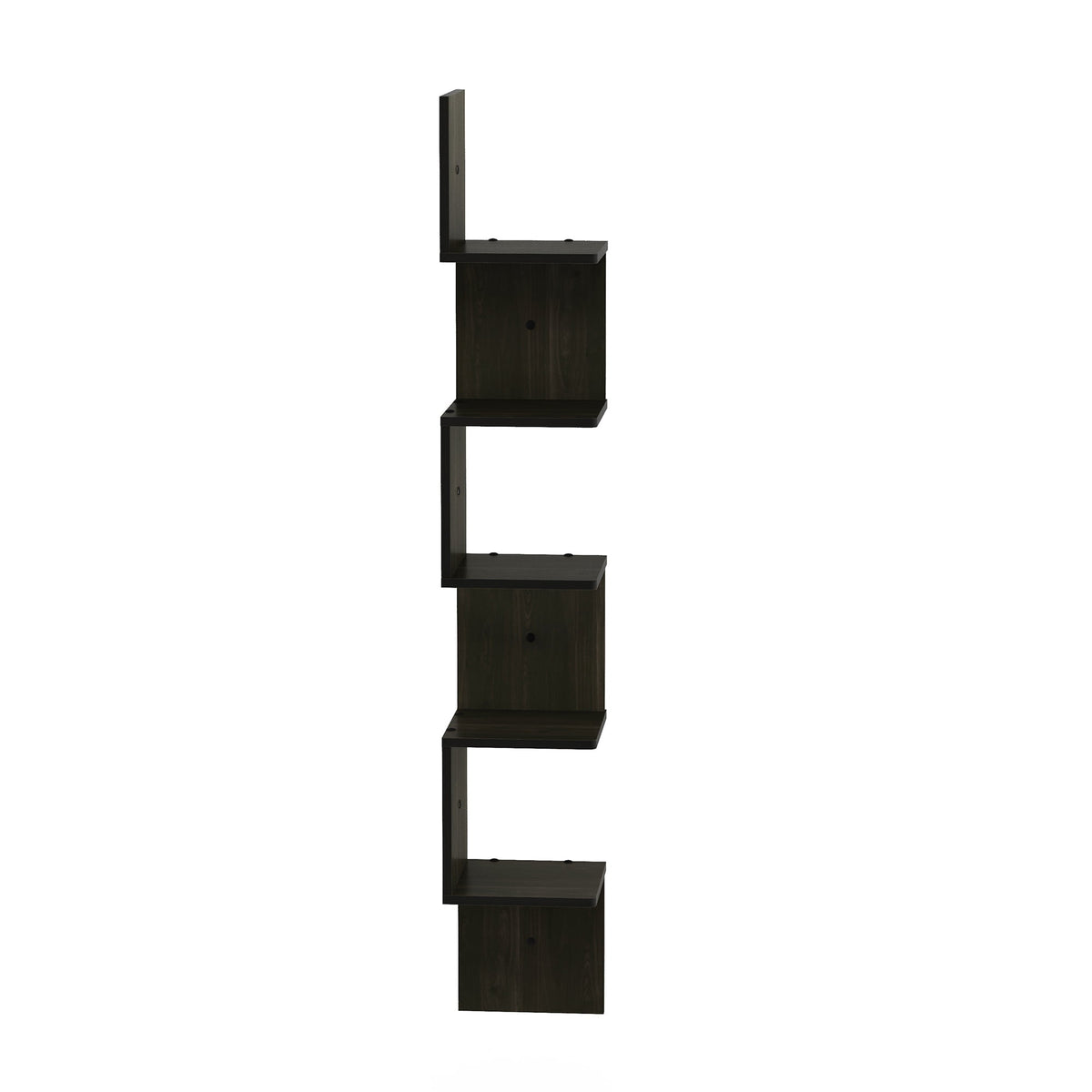 Furinno 5 Tier Wall Mount Floating Corner Square Shelf, Espresso