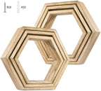 HexaHome 11.3” x 14.8” Rustic Floating Shelves 6-Tier Honeycomb Wood (6 Count)