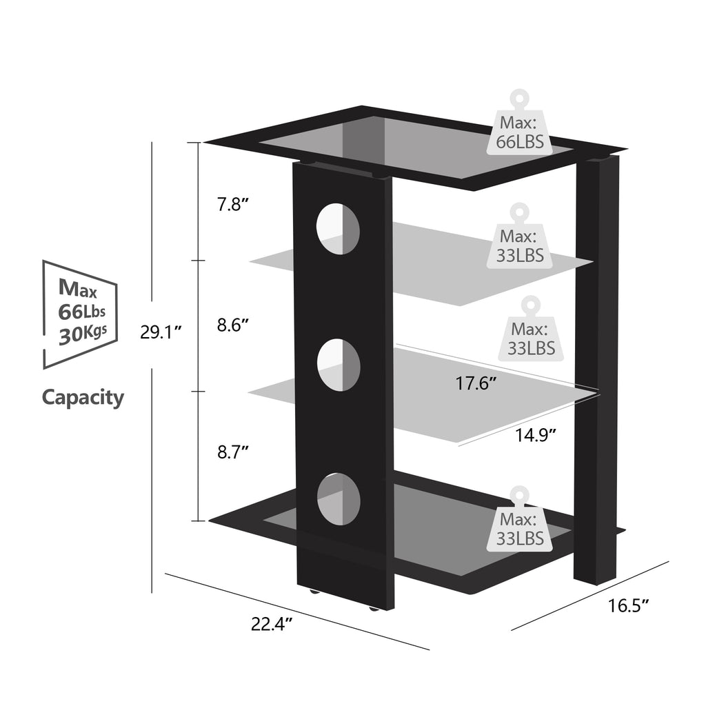 FITUEYES Metal Floating Shelves, 23.6 in. x 17.9 in., Black