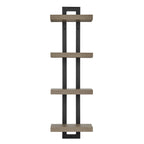 Danya B. 4-Tier Ladder Bracket Floating Wall Shelves - Black Metal and Walnut Finish