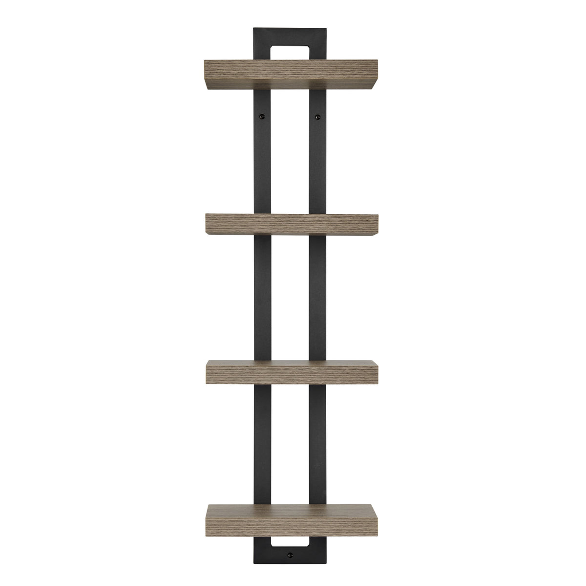 Danya B. 4-Tier Ladder Bracket Floating Wall Shelves - Black Metal and Walnut Finish