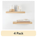 (4 pack) Mainstays Natural 16.5 in. Wood Floating Shelves, Set of 2