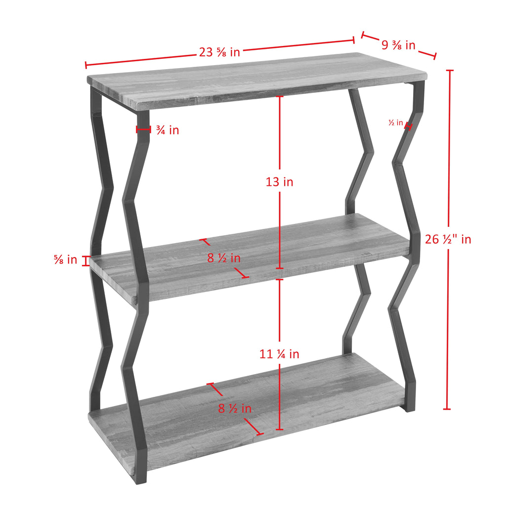 Danya B. Rustic Brown Industrial Zigzag Black Iron Floating 3-Tier Wall Shelf