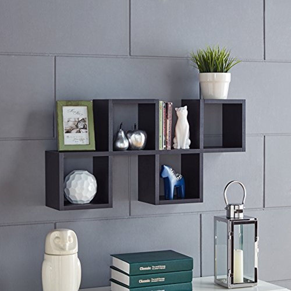 Danya B Contemporary, Industrial 5.75 in. x 15.25 in. 4-Tier Black Floating Shelf