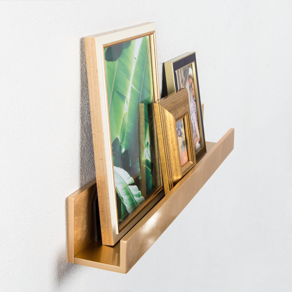 Kate and Laurel Rectangle Floating Shelves, 24 in., Gold