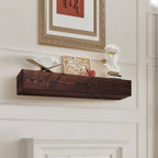 KFFKFF Wooden Fireplace Mantel, 60 in. x 8 in. x 6 in., 50 lbs Load Capacity, Natural Wood Shelf for Fireplace or Wall, Wall-Mounted Floating Farmhouse Design, Handcrafted Rustic Brown Mantel for Home Decor