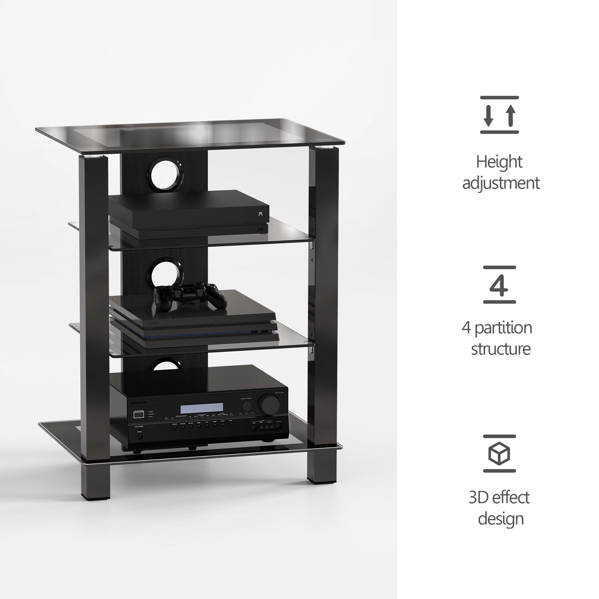 FITUEYES Metal Floating Shelves, 23.6 in. x 17.9 in., Black