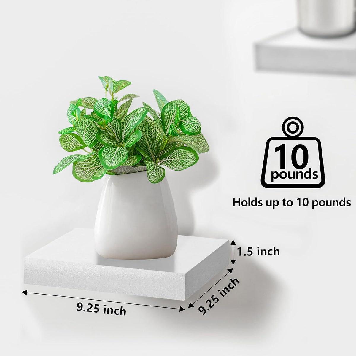 Sorbus Square Floating Shelf for Wall - 3 Small Shelves with Invisible Mounting Brackets for Living Room Decor, Bedroom, Bathroom Decor, Home & Kitchen - 9 in. Wall Shelf to Display Photos Trophies