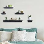Melannco Floating Molding Shelves Set of 5 Black