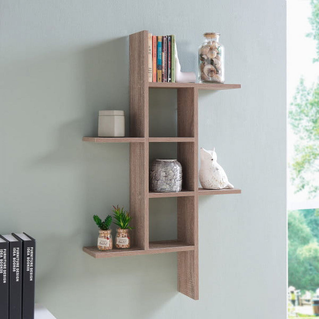 Danya B Contemporary, Industrial 5.75 in. x 24 in. 4-Tier Weathered Oak Floating Shelf