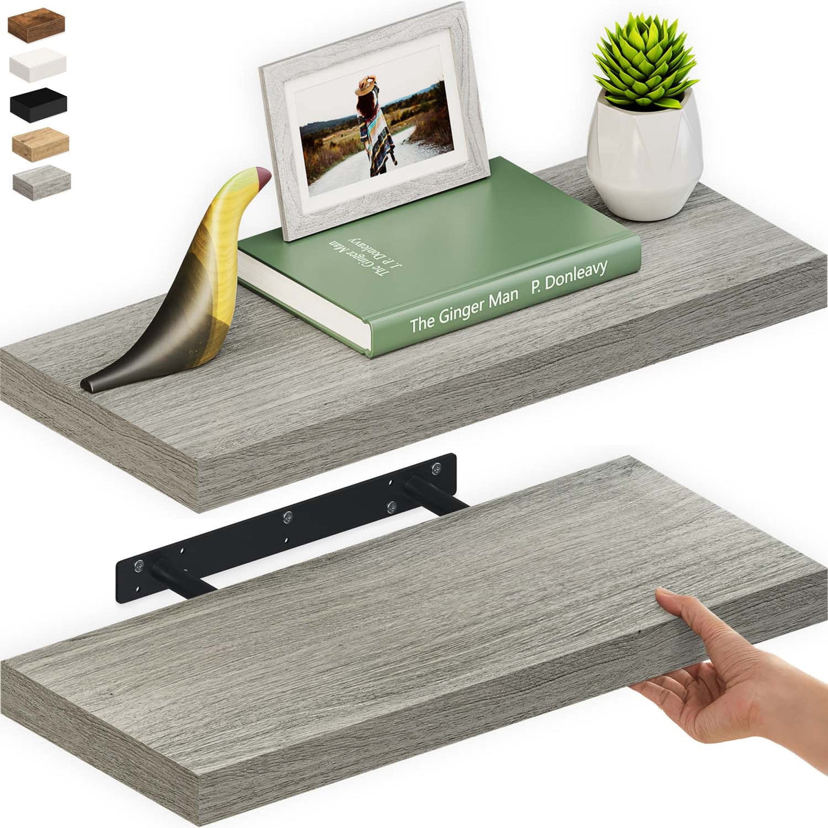Havenwood™ 48 in. Floating Shelves, 2-Pack Wood Wall Shelf Set, 8 in.