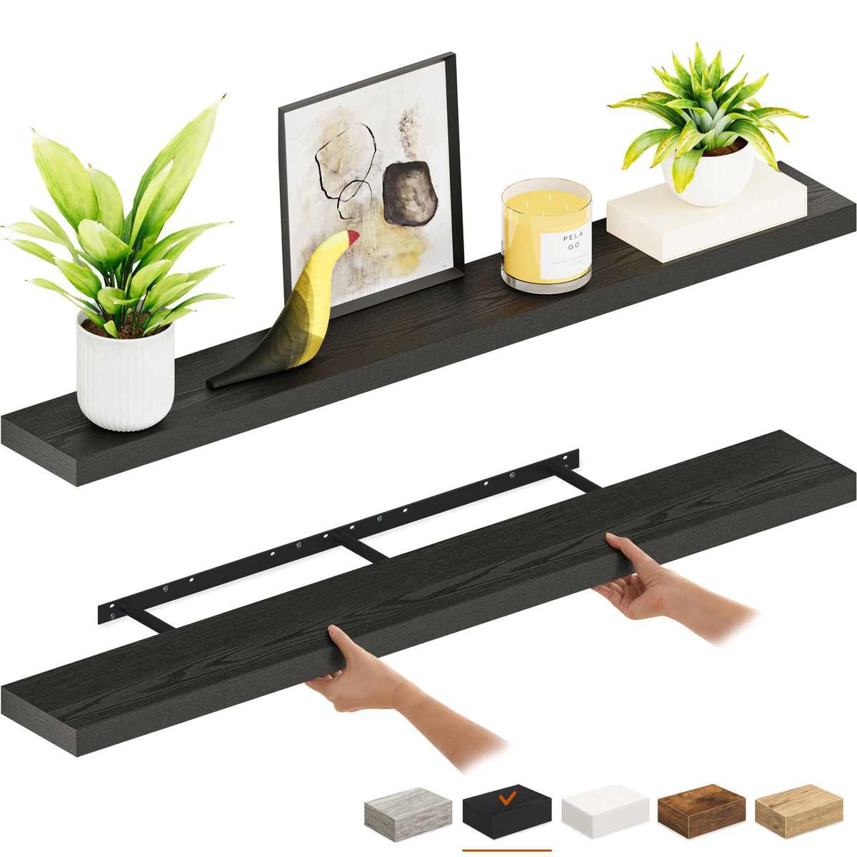 Havenwood™ 36 in. Floating Shelves, 2-Pack Wood Wall Shelf Set, 6 in.