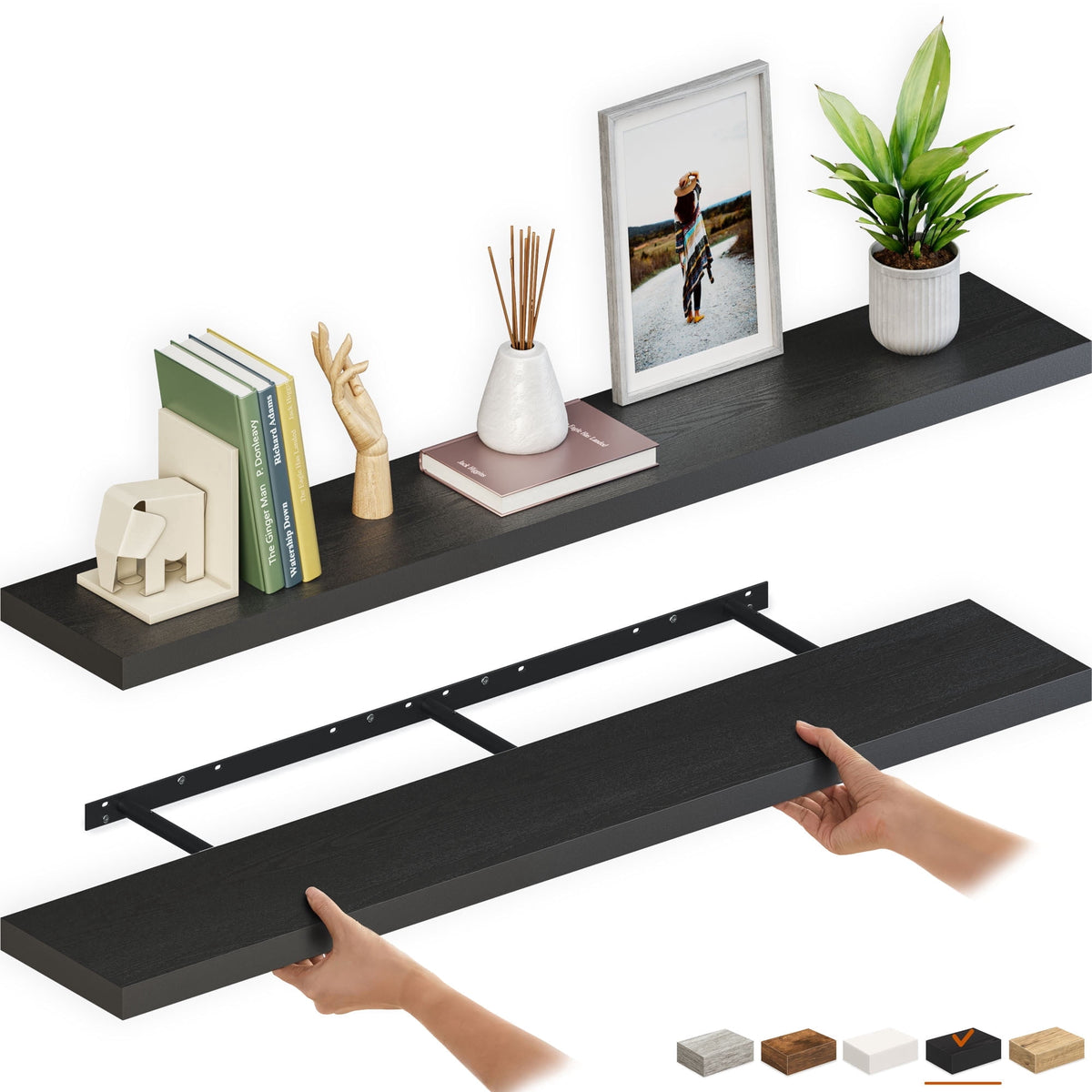 Havenwood™ 36 in. Floating Shelves, 2-Pack Wood Wall Shelf Set, 8 in.