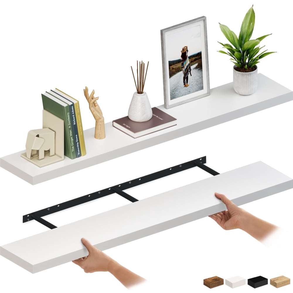 Havenwood™ 48 in. Floating Shelves, 2-Pack Wood Wall Shelf Set, 8 in.