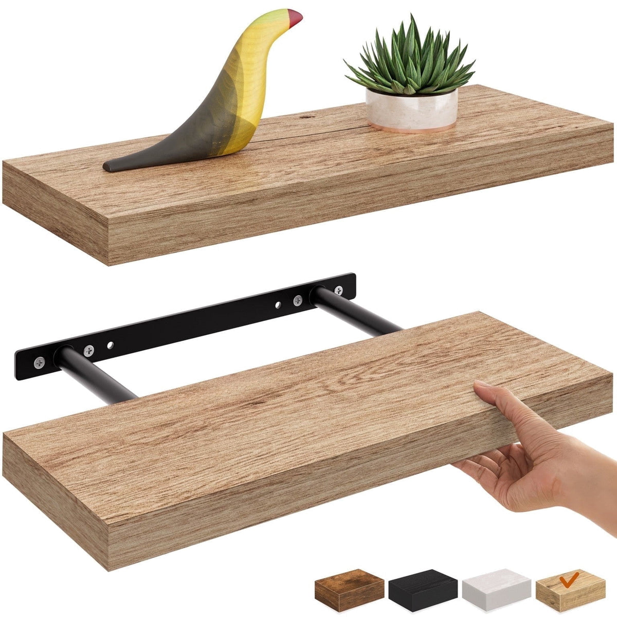 Havenwood™ 36 in. Floating Shelves, 2-Pack Wood Wall Shelf Set, 6 in.