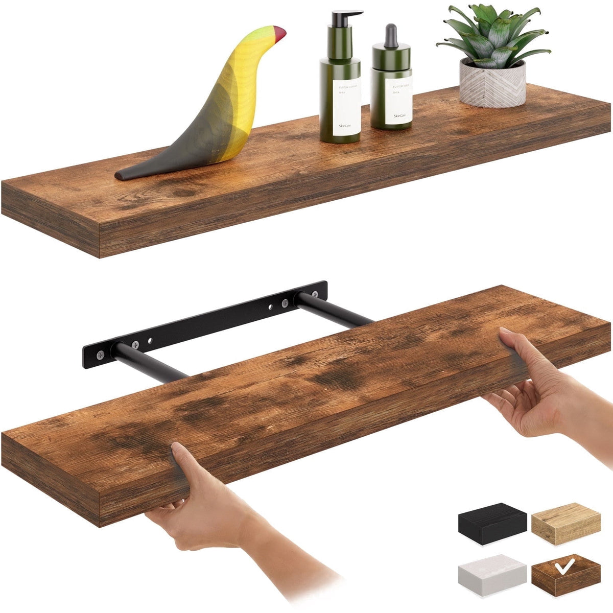 Havenwood™ 36 in. Floating Shelves, 2-Pack Wood Wall Shelf Set, 6 in.