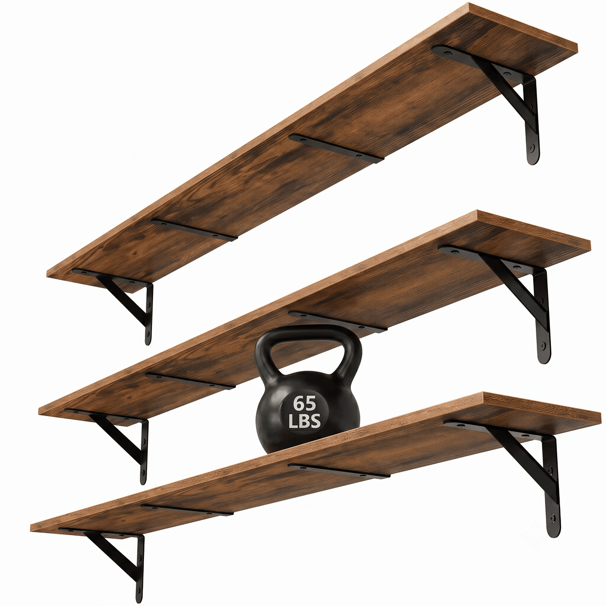 Farmhouse 48 in.W x 8 in.D Brown Floating Shelves Set of 3,Wood Book Shelves for Decor
