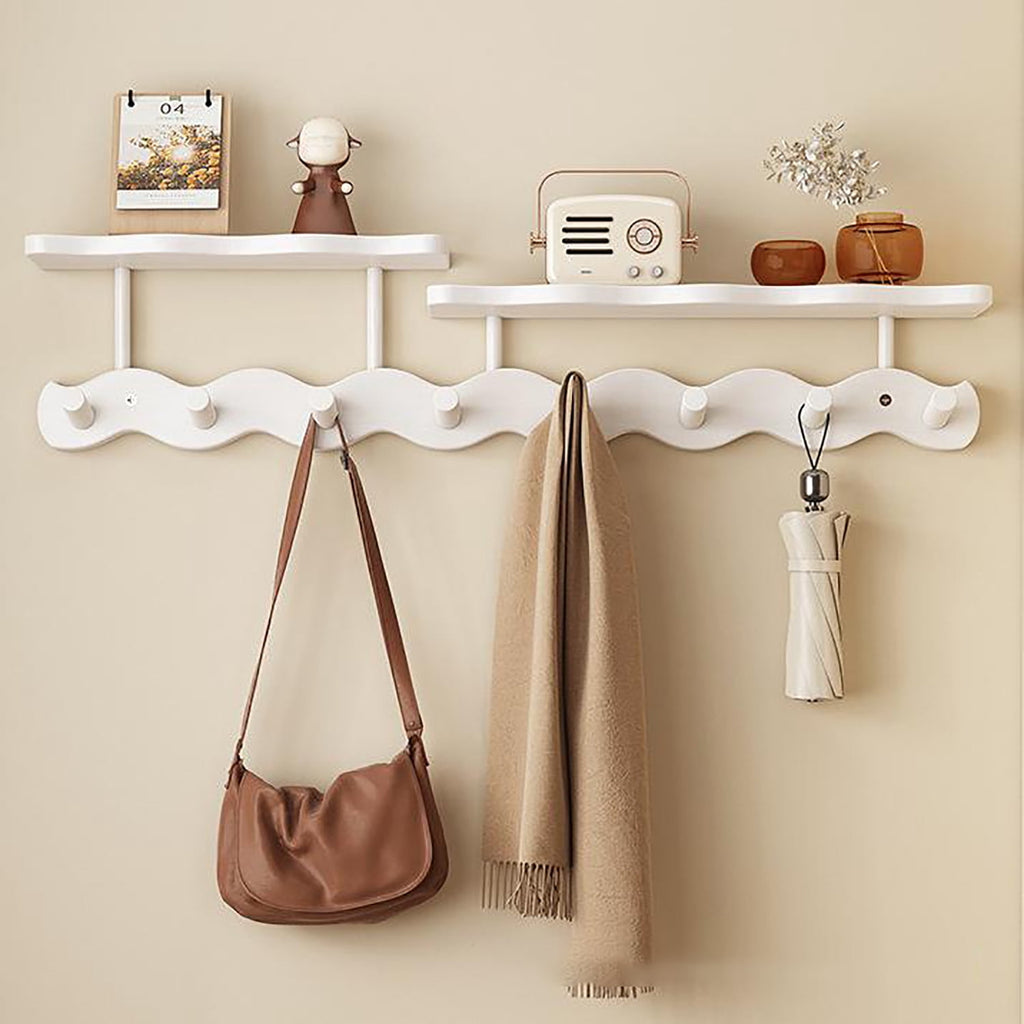 Havenwood™ Floating Shelves with Hooks, Coat Rack Shelf Wall Mounted, Wood Coat