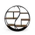 GDF Studio Circular Iron Floating Shelf, 6.50 in. x 34 in., Black