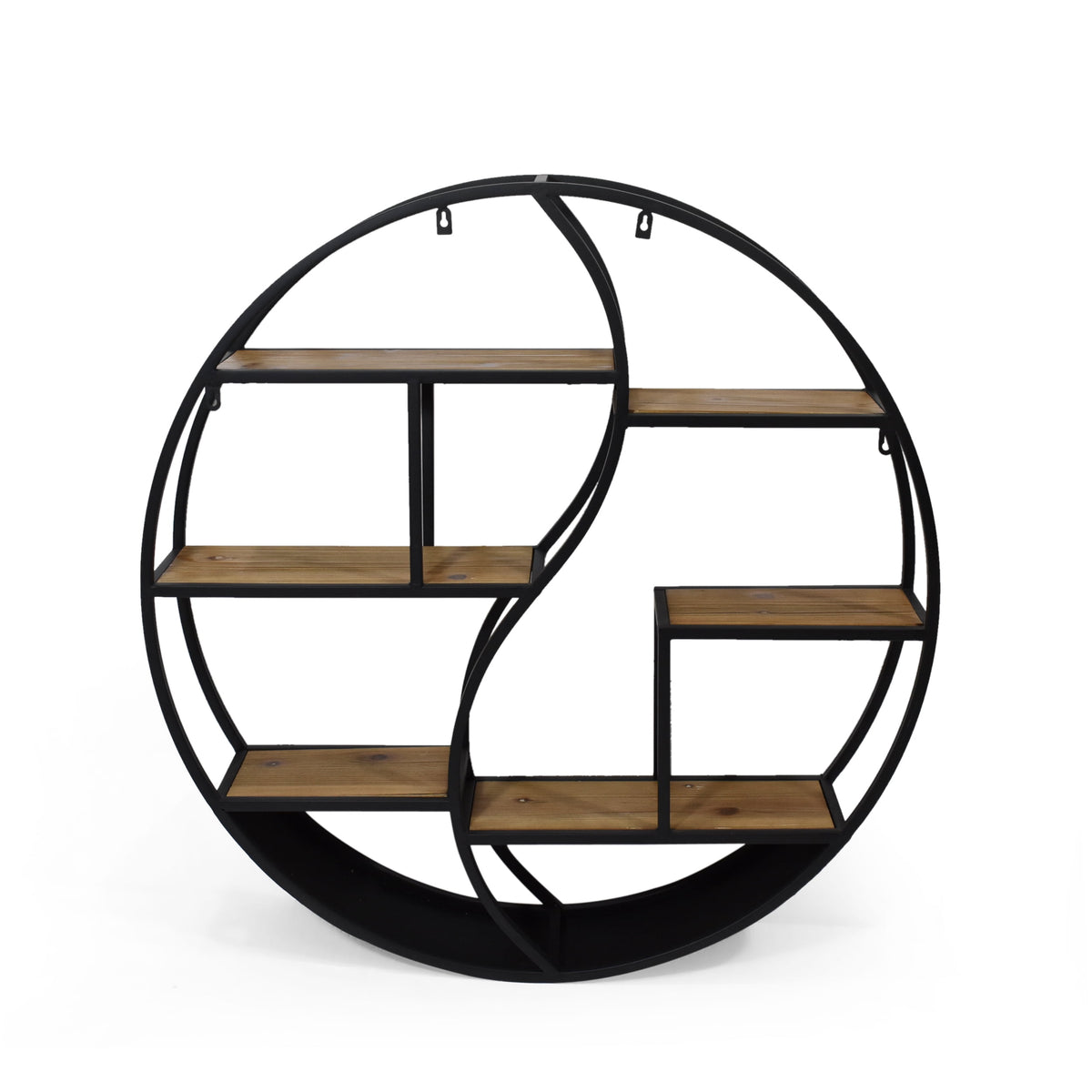 GDF Studio Circular Iron Floating Shelf, 6.50 in. x 34 in., Black