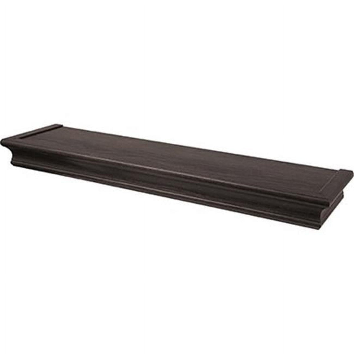 HIGH & MIGHTY Decorative 24 in. Floating Shelf Holds up to 20lbs, Easy Tool-Free Dry Wall Installation, Beveled, eCommerce Packaging, Espresso