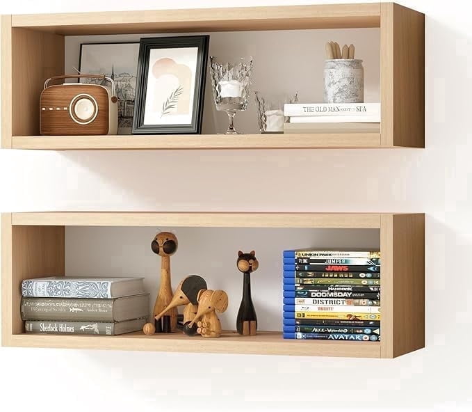 Havenwood™ 24 in. Floating Cube Shelves, Set of 2, Wall Mount Decorative