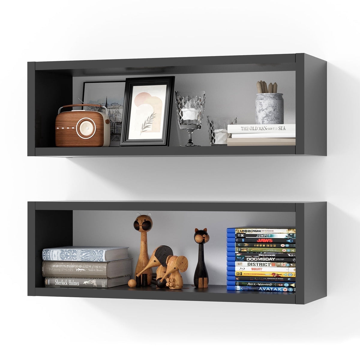 Havenwood™ 24 in. Floating Cube Shelves, Set of 2, Wall Mount Decorative