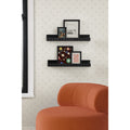 Kate and Laurel Furrow Modern Wood Photo Display Ledges, Set of 2, 24 Inches, Black, Scalloped Floating Picture Ledge Shelf Set with Lip for Use as Dorm Book Shelves or Gallery Wall Decor