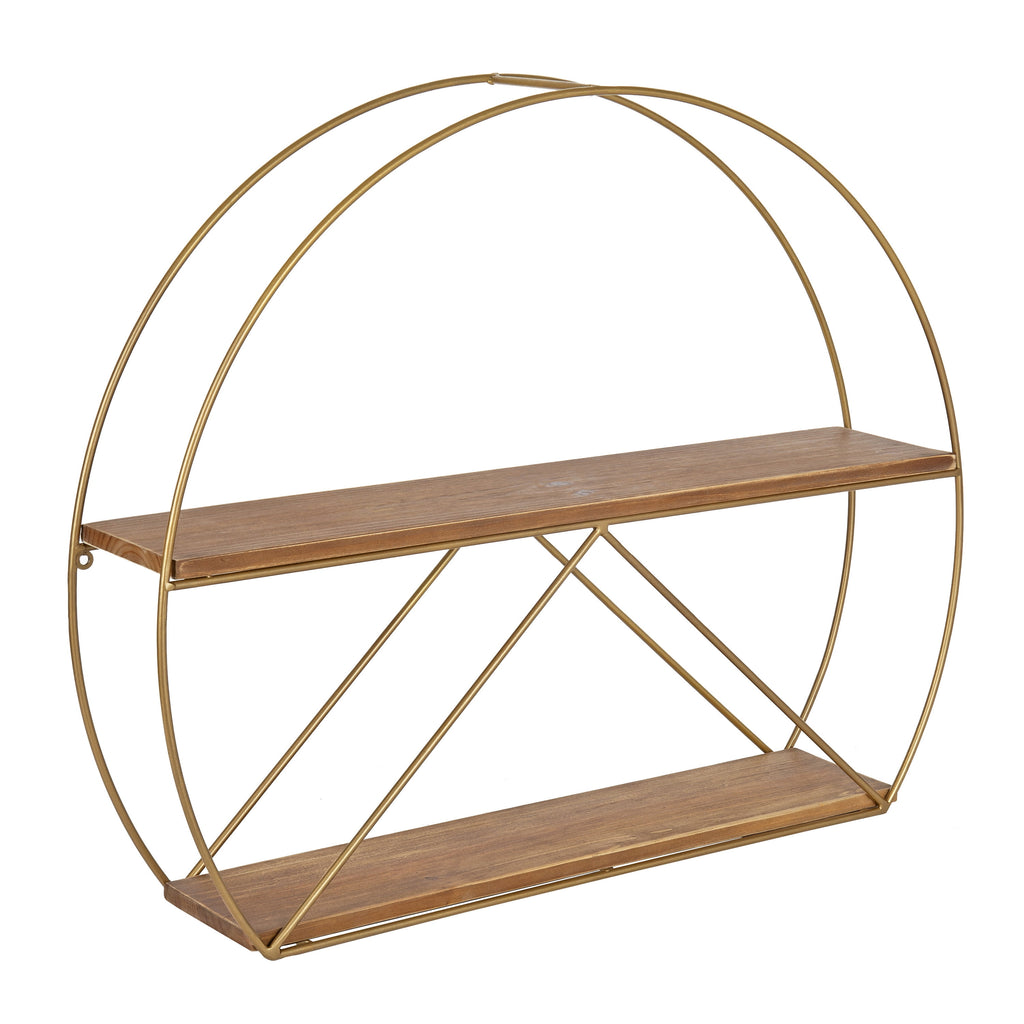 Kate and Laurel C-Shape Floating Shelves, 5.12 in. x 25.98 in., Brown