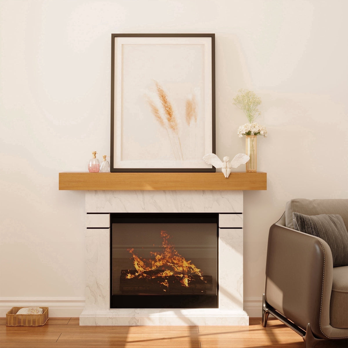 LAUSAINT HOME60 Inch Floating Fireplace Mantel Lausaint Home Wall Shelf with Hidden Brackets