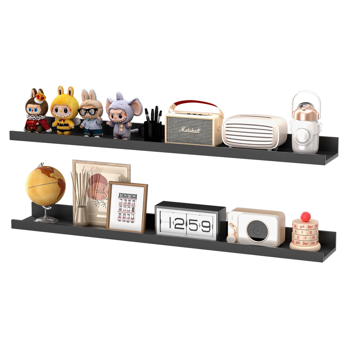 LOMANTOWN 36 in. Wall Shelves for Bedroom Decor, Set of 2 Floating Shelves for Wall Storage, Rustic Wood Display Mounted Corner Shelves for Books, Plants, Kitchen, Bathroom, Living Room