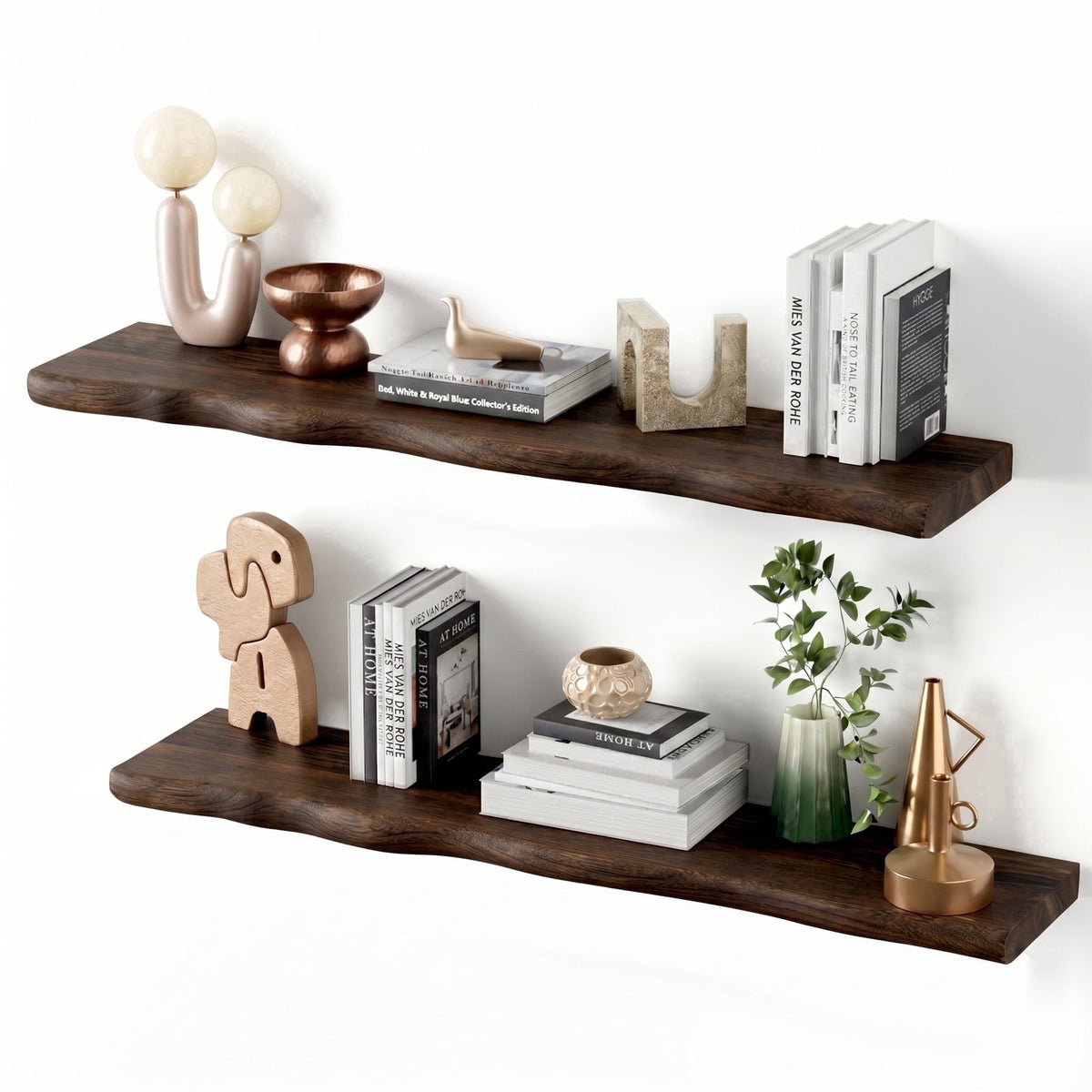 Havenwood™ 24 Inch 2 Pack Floating Shelves, Farmhouse Live Edge Shelf, Living