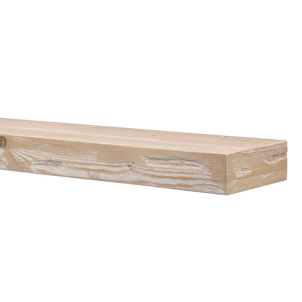 Mantels Direct - Dakota Pine Wood Whitewash Floating Shelf, Box-Constructed Wood  with 8 in. Depth, Sturdy 60 x 3-Inch Wood Floating Mantel