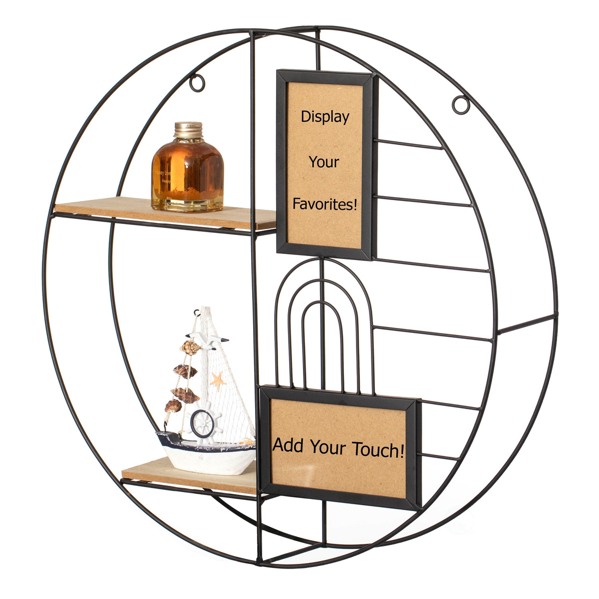 Havenwood™ 4-Tier Floating Circular Silhouette Wall Shelf - Metal Wall-Mounted Display Shelf