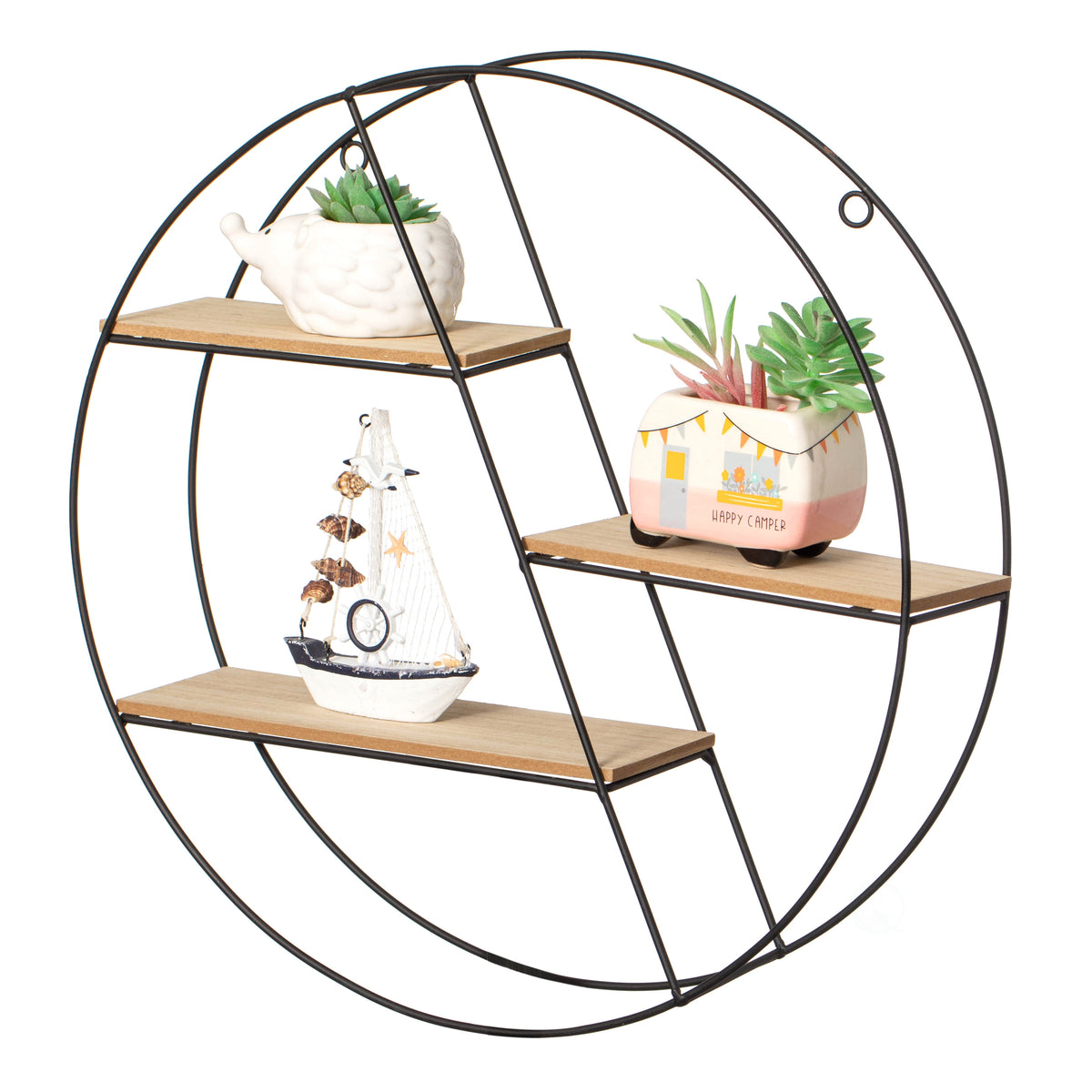 Havenwood™ 4-Tier Floating Circular Silhouette Wall Shelf - Metal Wall-Mounted Display Shelf