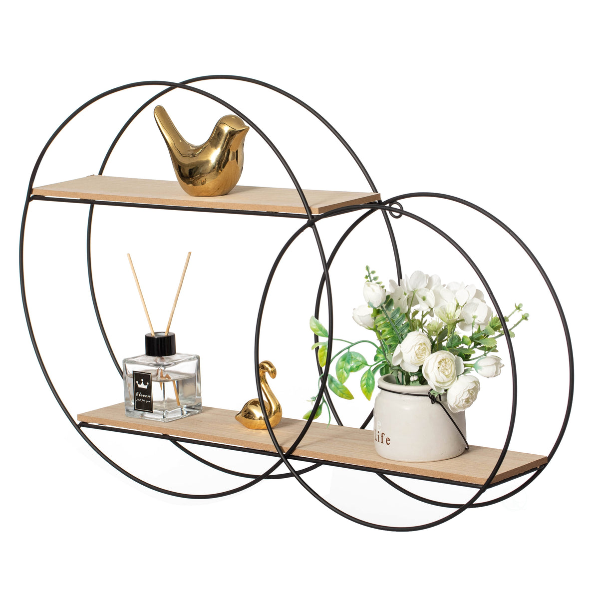 Havenwood™ 4-Tier Floating Circular Silhouette Wall Shelf - Metal Wall-Mounted Display Shelf