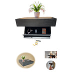 Wall Mount Shelf with Hidden Compartment, 15.75x11.02in, Requires Drilling Floating Shelves, Concealed Storage for Books, Plants, Wall Decor(Black)