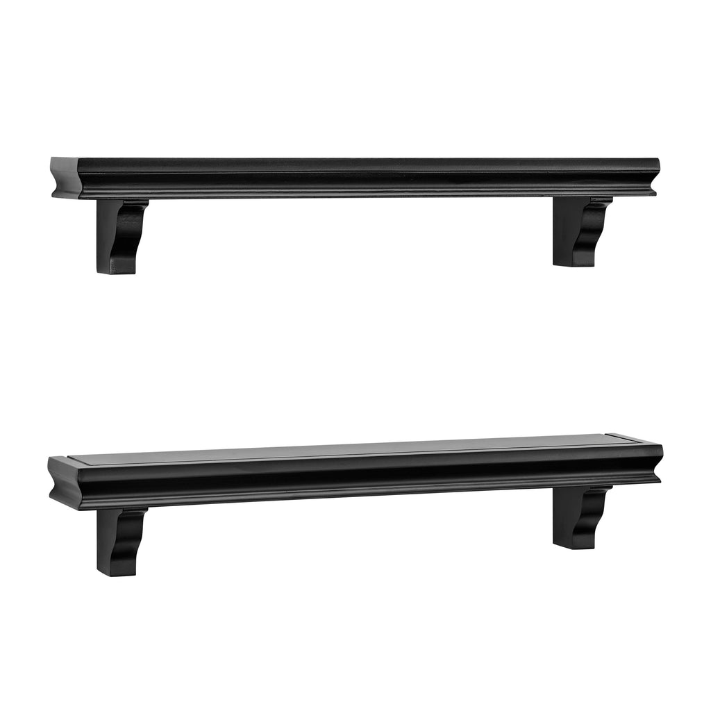 Danya B. Decorative 24 in. Floating Wall Décor Display Ledge Shelves – (Set of 2) - Black