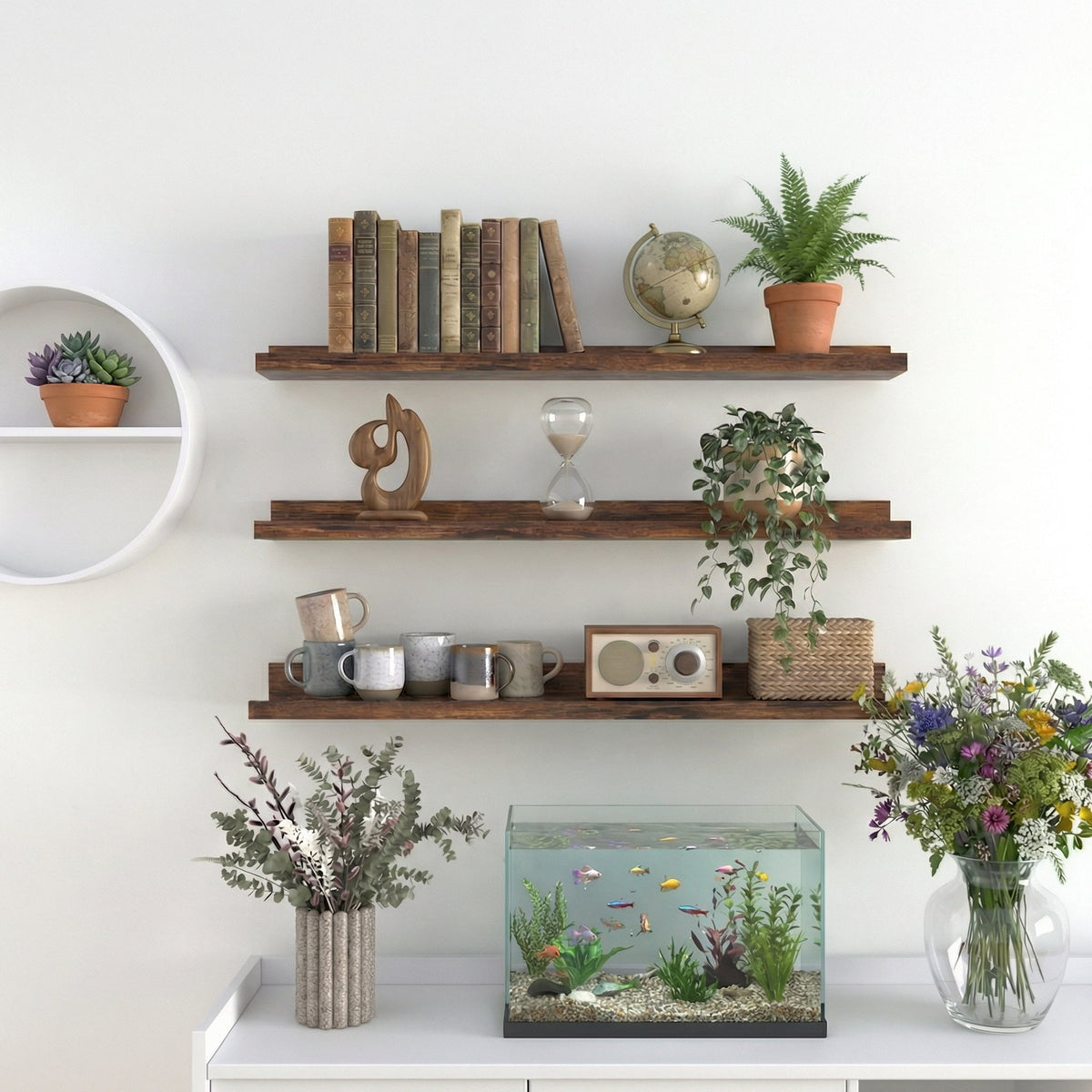 36 inch Floating Shelves Wall Mounted Set of 3, Rustic Large Wall Shelves Picture Ledge Shelf for Bedroom Living Room Bathroom Kitchen
