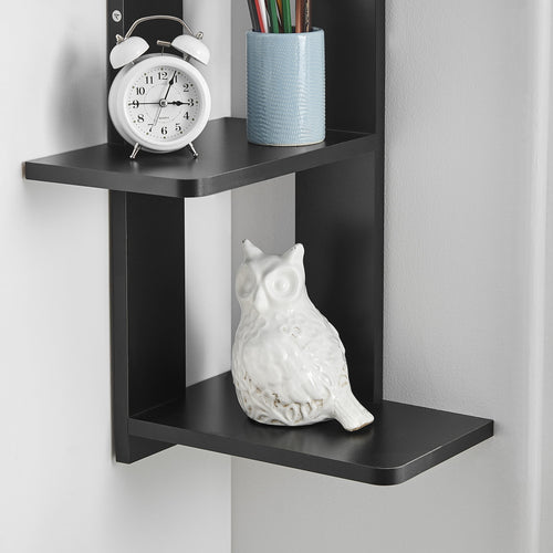 Danya B. Alvar Corner 4-Tier Floating Ledge Column Wall Shelf - Black