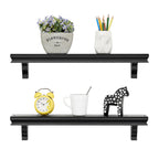 Danya B. Decorative 24 in. Floating Wall Décor Display Ledge Shelves – (Set of 2) - Black