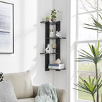 Danya B. Alvar Corner 4-Tier Floating Ledge Column Wall Shelf - Black