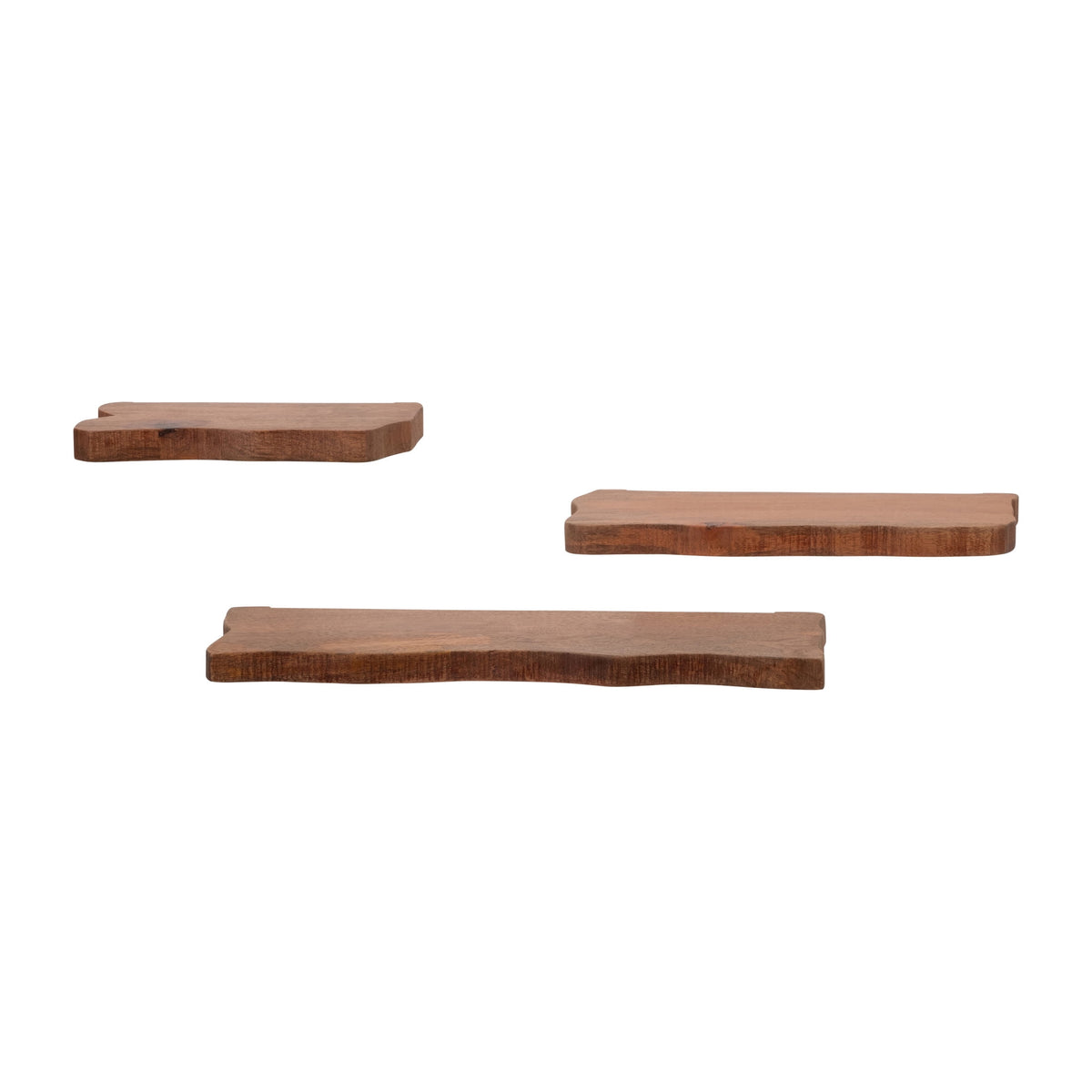 Mango Wood Floating Shelves for Living Room Decor - Modern Wall Display for Entryway - Storage Shelves for Bedroom - Set of 3, 18 in., Brown