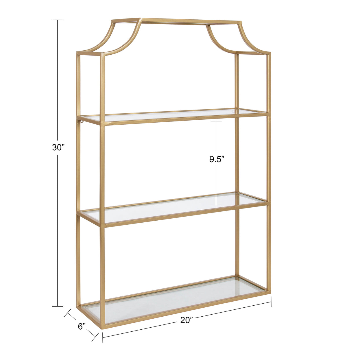 Kate and Laurel Ciel Glam 3-Tier Scalloped Wall Shelf - Gold
