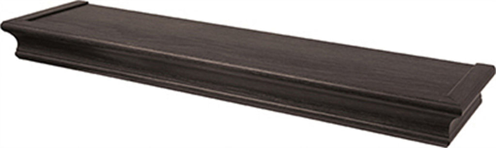 HIGH & MIGHTY Decorative 24 in. Floating Shelf Holds up to 20lbs, Easy Tool-Free Dry Wall Installation, Beveled, eCommerce Packaging, Espresso