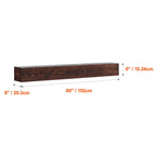 KFFKFF Wooden Fireplace Mantel, 60 in. x 8 in. x 6 in., 50 lbs Load Capacity, Natural Wood Shelf for Fireplace or Wall, Wall-Mounted Floating Farmhouse Design, Handcrafted Rustic Brown Mantel for Home Decor